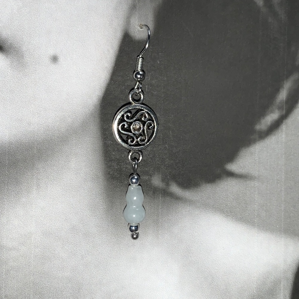 Handcrafted Dangling Jade Stone Earrings buddhastoneshop
